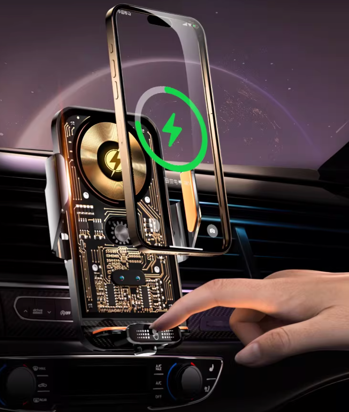 3-in-1 Magnetic Car Mount with 66W Fast Charge & 15W Wireless Charging