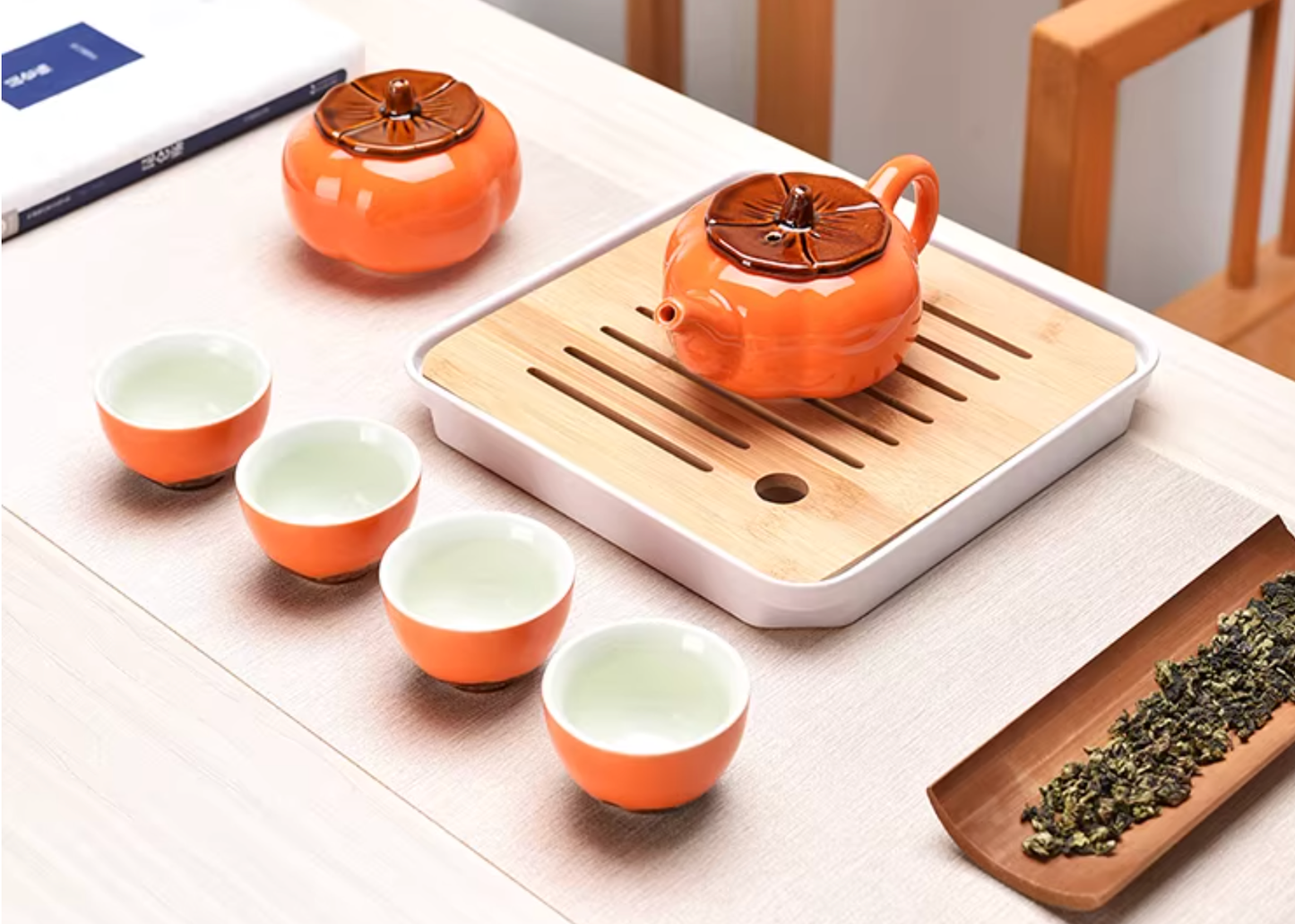 The Persimmon Promise: "Everything Goes Well" Ceramic Tea Set Gift Collection