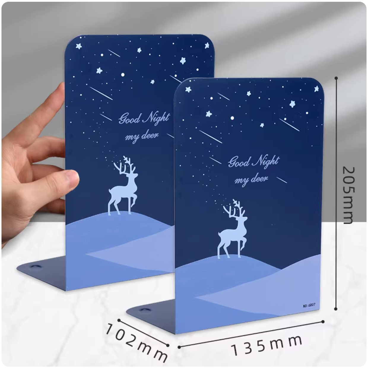 Starry Night Deer Bookends - Blue