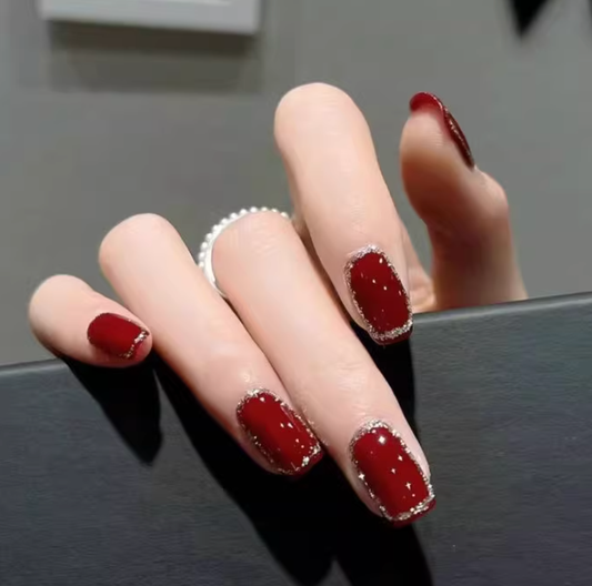 Wearable Press-On Nails (Glitter) - Complete Salon-Quality Kit (24 Pcs + Tools)