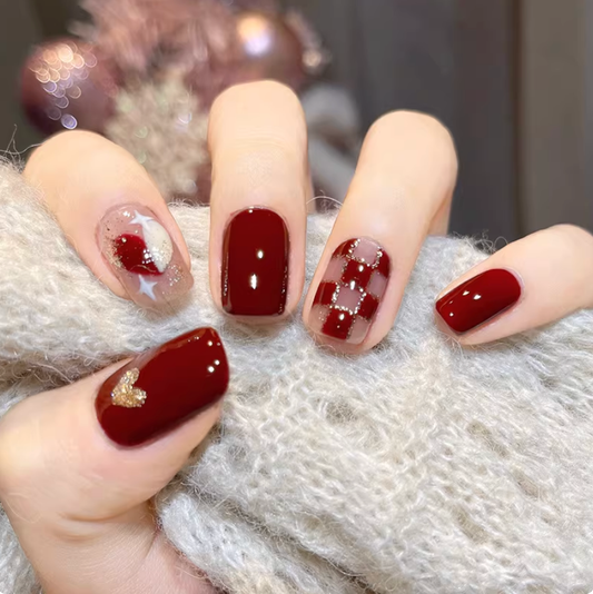 Wearable Press-On Nails (Heart) - Complete Salon-Quality Kit (24 Pcs + Tools)